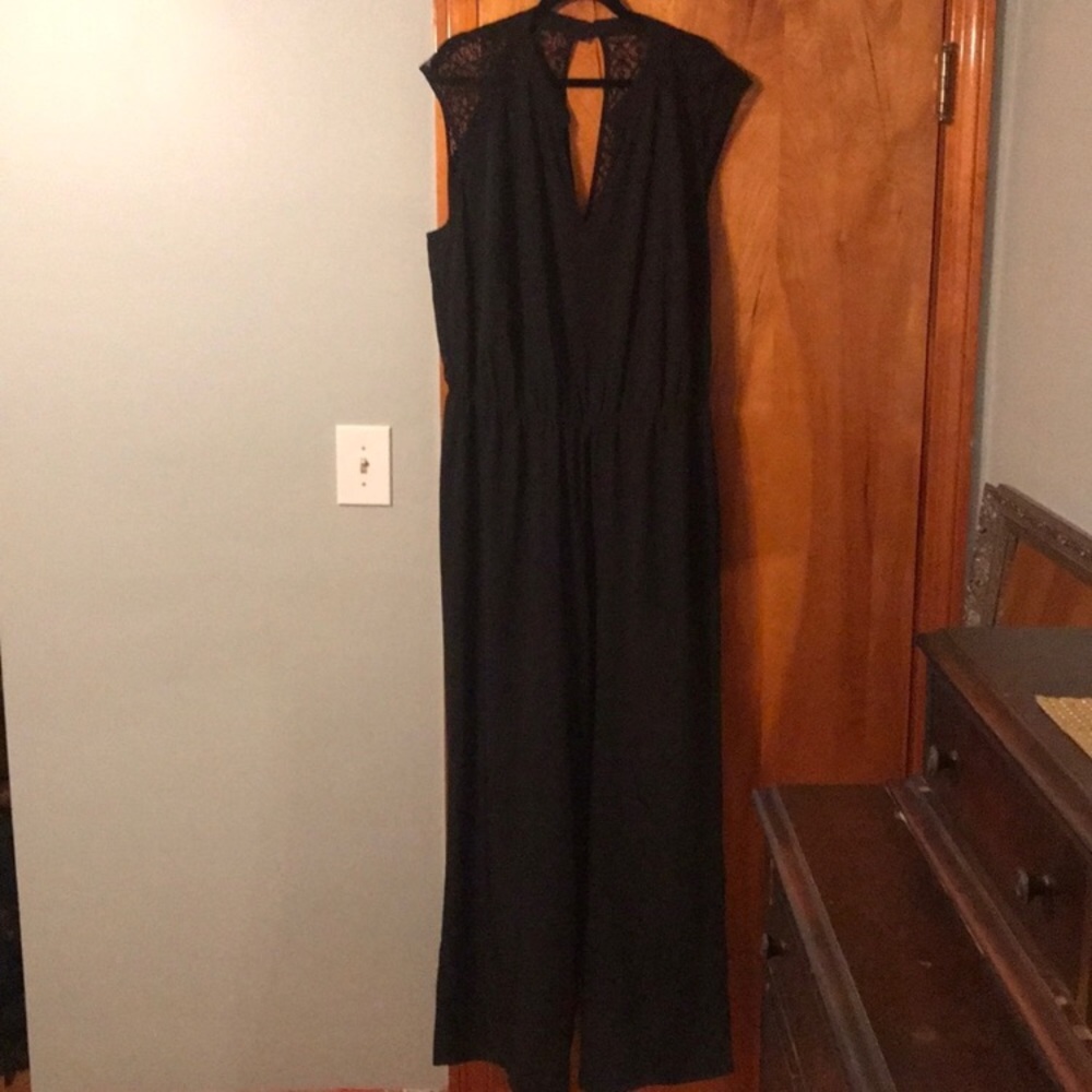 Plus Size Wide Leg Lace Black Jumpsuit